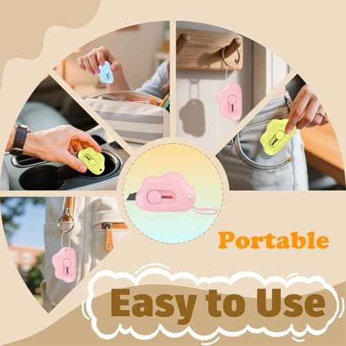 Cloud Retractable Box Cutter 4 Pack - With Key Rings,Safe Auto-Retract Design,Mini Paper Cutter for Box,Packages,Mail,Envelopes,Portable Keychain Letter Opener for Home,Office,Travel