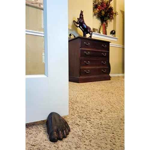Lulu Decor, Heavy Cast Iron Foot Door Stopper with Realistic Brown Finish, Funny Doorstop with Anti-Slip Rubber and No Scratches (5.8 lb)