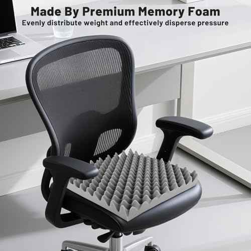 Egg Crate Seat Cushion Foam Pad ? Relieves Back, Sciatica, Tailbone & Hip Pressure for Long Sitting ? Ideal for Office Chair, Wheelchair, Recliner, Car Seat ? 18x16x4 Inch, Gray