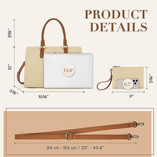 ECOSUSI Laptop Tote Bag Laptop Bag 15.6 inch Work Shoulder Briefcase Computer Messenger with Clutch Satchel Handbag 2 PCS Set