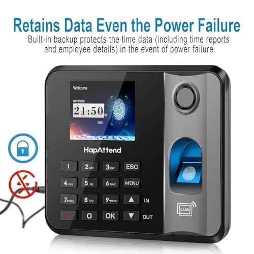 Time Clock - Fingerprint Time Clocks for Employees Small Business Automatic Calculate Hours, H1 Standalone Offline Biometric Clock in Machine for Employees with 5 RFID Cards (0 Monthly Fees)