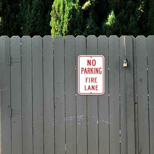 Large (4 Pack) No Parking Sign, 12x18 Inches Fire Lane Sign, Engineer Grade Reflective Rust Free Aluminum, 2 Pre-Drilled Holes Easy to Mount