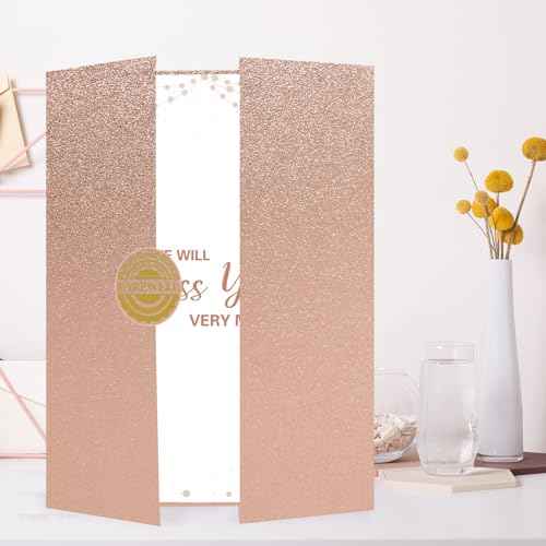 Holkcog Farewell Guest Book Alternative, Farewell Gifts for Coworkers Friends, Rose Gold We Will Miss You Signature Board, Happy Retirement Party Decorations, Going Away£¬Farewell Card for Women Men