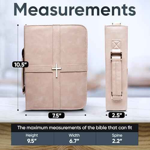 Bible Cover Case for Women, Elegant & Practical Bible Case with Shoulder Strap, Light Beige Leather Bible Cover, Feminine Bible Bag, Hardwearing & Soft Bible Covers for Ladies