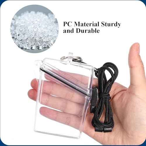 BESARME 3 Pack Waterproof ID Badge Holder Case Clear Vertical ID Card Holder with Lanyard Carabiner and Keychain Durable Locker Dry Box