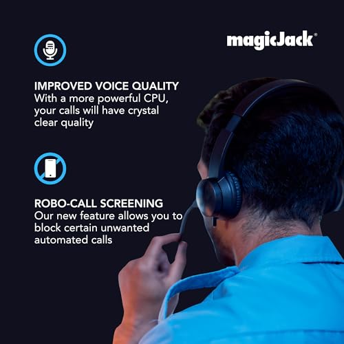 magicJack VOIP Phone Adapter - Unlimited US & Canada Calls, Portable Internet Phone, App & Service