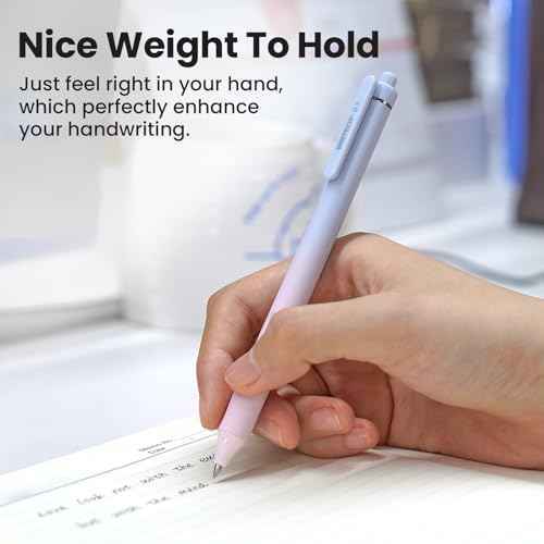 WRITECH Gel Pens Fine Point: 0.5mm Black Ink Retractable 4ct Smooth Writing No Bleed with Aesthetic Gradient Color Pen Barrel for Journaling Note Taking Sketching
