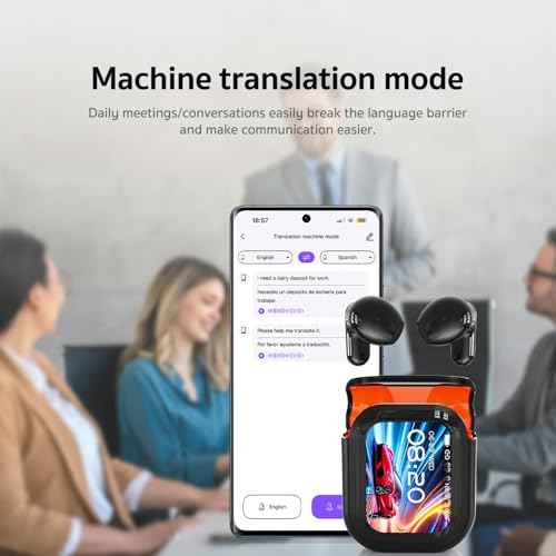 NE20 Translation Earbuds Real Time, AI 135 Language Translator Earbuds, 5 Translation Modes, LCD Touch Screen, HiFi Sound, Translate Ear Buds Wireless Bluetooth 6.0 Headphones for Travel Learning