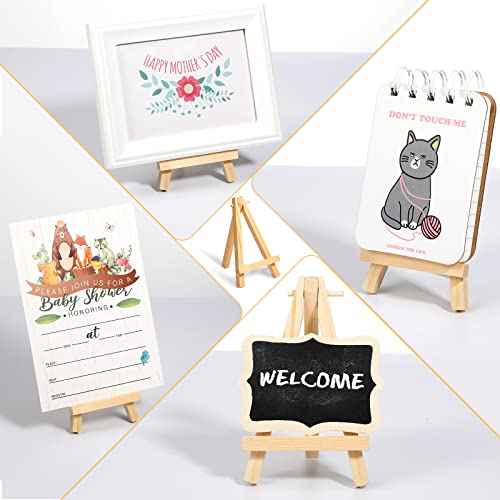 100 Pieces Mini Wood Easel Stands Small Wooden Canvas Easels Display Art Craft Tripod Painting Tabletop Holder for Artist Crafts, Business Cards, Photos, Gift(6 Inch)