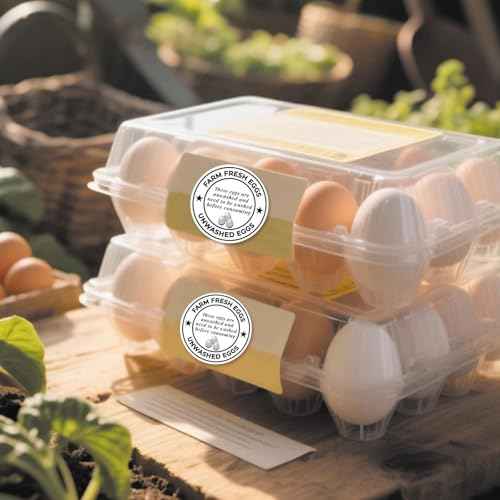 500 Pcs 2 inch Farm Fresh Eggs Carton Stickers Unwashed Eggs Labels for Self Adhesive Bulk Chicken Quail Egg Packaging Sign Decal