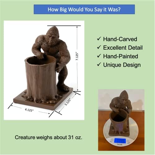 Bigfoot Pen Holder and Pencil Holder for Desk ? Sasquatch Makeup Brush and Toothbrush Holder ? Wood Ape Succulent Pot and Planter for Indoor Plants ? Bigfoot Gifts and Merchandise for Believers