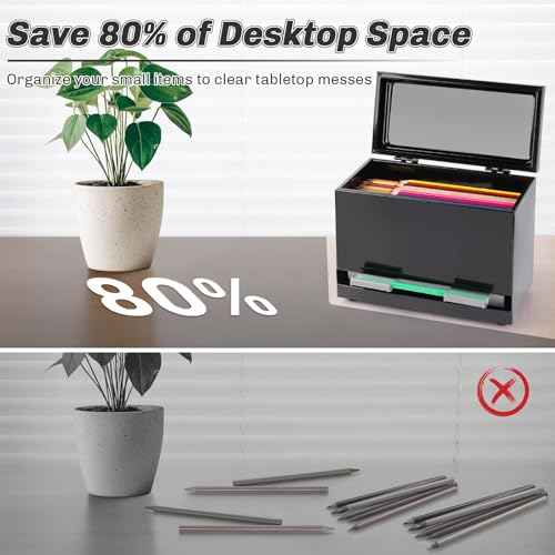 Stainless Steel Pencil Dispenser/Pen Holder for Classroom Home Restaurant for Bulk Pencils Storage/Unwrapped Drinking Straws Storage (Black)