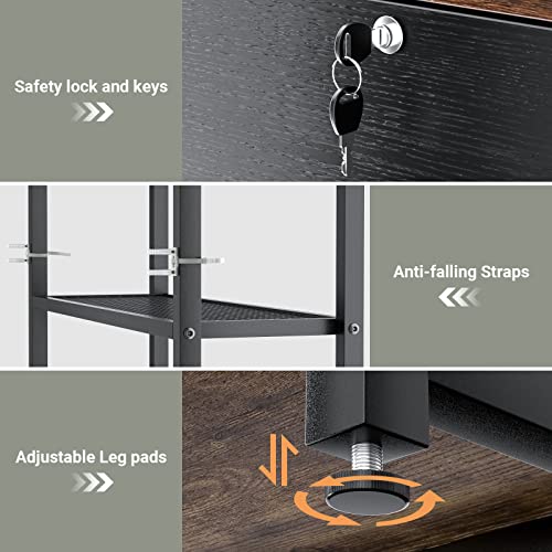 Homieasy Vertical Filing Cabinet with Bookshelf - Rustic Brown (Variation: Rustic Brown)