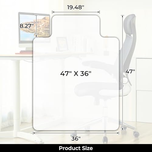 MammyGol 47" x 36" Office Chair Mat for Hardwood Floors - Heavy Duty PVC Floor Protector