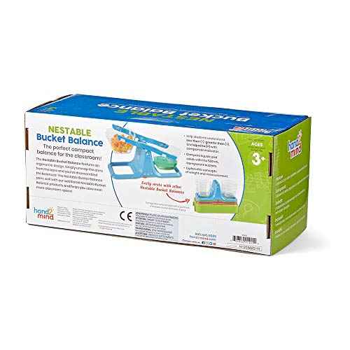 hand2mind Blue Nestable Bucket Balance, Clear Double Bucket Balance Scale for Liquids and Solids, Easy to Assemble Kids Scale, Space Saving Storage Base, Balance Scale for Classroom (Set of 1)