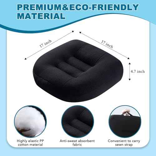 Office Chair Cushions for Back and Butt, Ergonomic Chair/Seat Cushion for Long Sitting, Sitting Pillow for Automobile, Wheelchair, Computer, Office Chair Hip Support Black