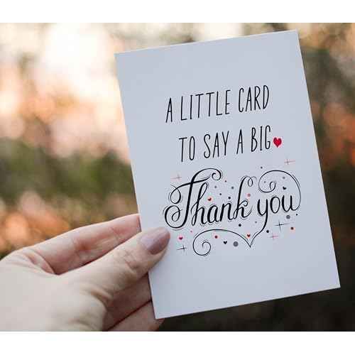 Thank you Card with Envelope, Simple Cute Single Thank You, Grateful Gift- Folded 5"x7" Card for Him, Her, Teacher, Boss, Doctor, Mom, Dad, Coworker, Bridesmaids, Groomsmen by PICCAFI