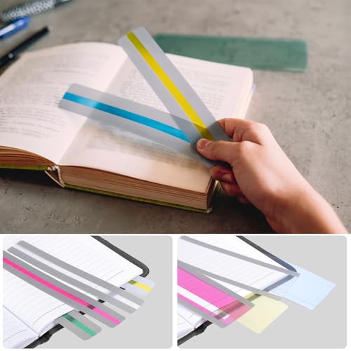 PATIKIL Yellow Guided Reading Highlight Strips for Dyslexia, 16 Pcs with Transparent Rulers