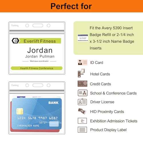 Fushing 300 Pcs Clear Plastic Horizontal Name Tag Badge ID Card Holders