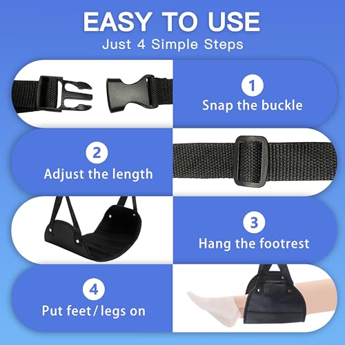 FEIMINI 2-Pack Airplane Footrest Hammock – Travel Foot Rest Cushion for Long Flights