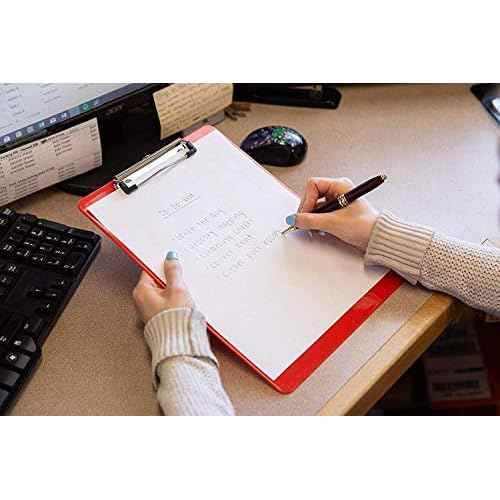 Red Plastic Clipboards (Set of 12) Multi Pack Clipboard - Strong 12.5 x 9 Inch | Holds 100 Sheets! Acrylic Clipboards with Low Profile Clip | Cute Aesthetic College School Supplies for Girls & Boys