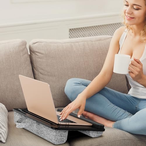 BESIGN LT08 Portable Laptop Stand with Cushion - Fits 10-14 Inch, Black & Gray