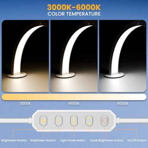 Half Moon Light for Nail Desk, 29" 48W Stable Without Shaking Professional LED Lighting, Foldable Arch Light for Lash Eyelash, Includes Phone Stand & Remote Control, Salon&Home(CCT White)