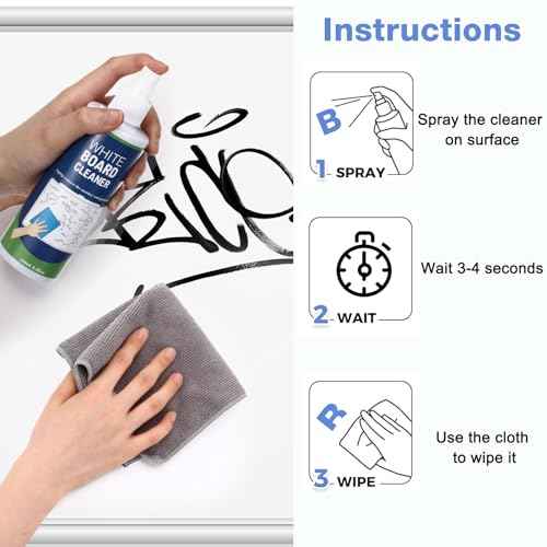 12 Pack Whiteboard Cleaner Spray 8.5oz Dry Erase Board Cleaner with 6 Cloths Non Toxic Dry Erase Cleaner Removes Stubborn Marks from Whiteboards