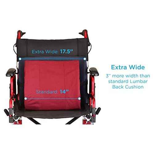 nova Medical Products Extra-Wide Lumbar Back Cushion, 17.5" Wide Back Cushion for Office Chair, Car Seat or Chair, Color Blue