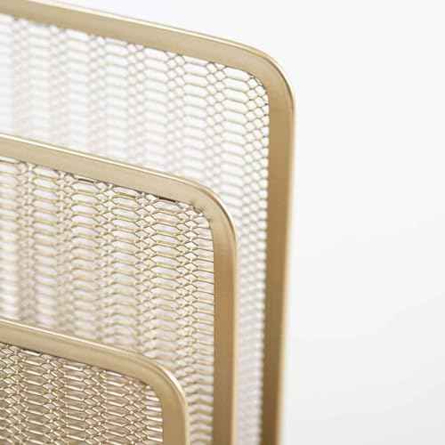 BLU MONACO Gold Mail Organizer for Desk - Mail Holder Countertop - Gold Metal Mesh Letter Sorter & Envelope Holder