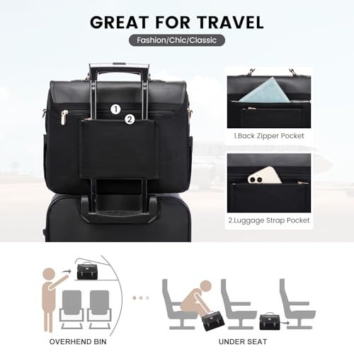 LOVEVOOK Laptop Bag for Women, 15.6 inch Large Capacity Computer Briefcase Sleeve Case, Crossbody Messenger Shoulder Bag, Office Business Work Tote Bags Purse for Travel Gifts, Black