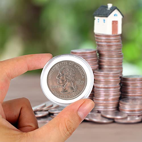 Utron 60P Coin Holder 40mm Clear Plastic Silver Dollar Coin Storage with Adjustable Gaskets