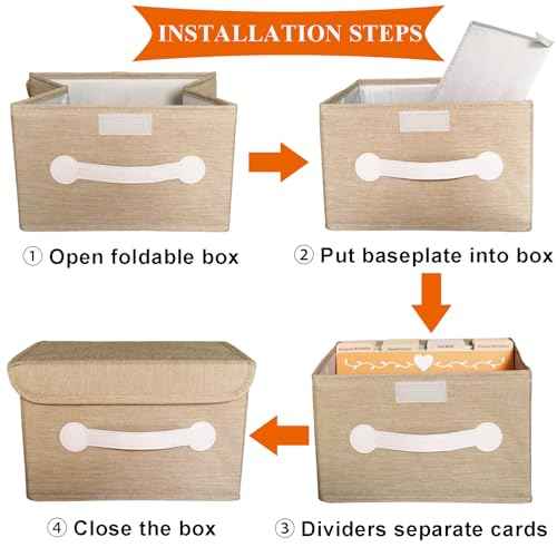 Greeting Card Organizer & Storage Boxes with 16 Pieces Adjustable Dividers, Storing 120+ Cards with 84 Pieces Labels (Khaki - 2 Pack)