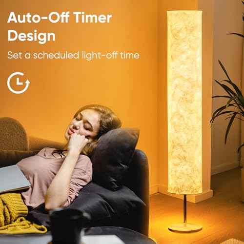 58 inch Simple Soft Light Floor Lamp Design Morden 3 Color Lighting Remote Control LED lamp with Tyvek Fabric Shade,Brightness Adjustable for Living Room Bedroom Game Room
