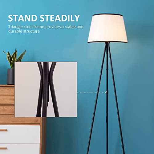 NicBex Floor Lamp,Modern Home Decor Floor Lamp with Steel Tripod Frame,Foot Switch and Fabric Lamp Shade,Standing Lamp Tall Lamp,Floor Lamps for Living Room,Bedroom and Office,Reading Light,Black