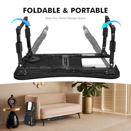 Adjustable Bed Lap Desk with Storage Drawer & Cup Holder - Portable Laptop Stand for Bed & Sofa