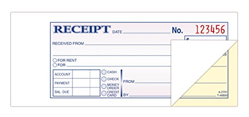 Adams 2-Part Money/Rent Receipt Book, 50 Sets, 2-3/4 x 7-3/16 in
