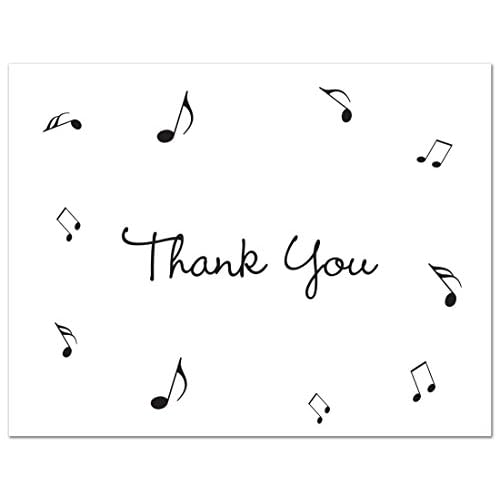 MyExpression.com 50 Music Notes Thank You Cards (Black)