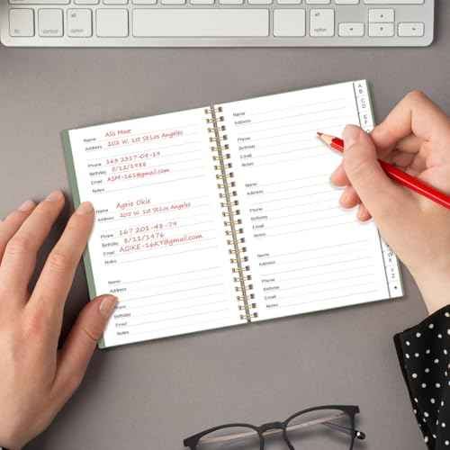 Address Book with Alphabetical Tabs - Telephone & Address Book with Address Contacts, Special Date, Phone, Birthday & Internet Login Password for Home and Office, 4.3" x 6.2", Green