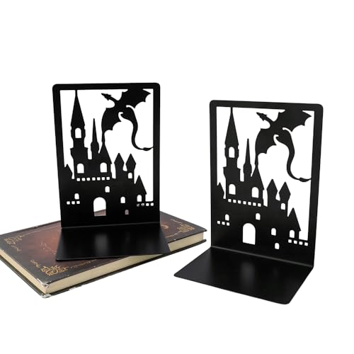 Rongji Heavy Duty Metal Dragon Book Ends - Decorative Shelving Support, C Model