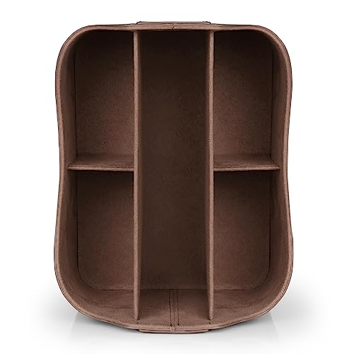 Londo PU Leather Remote Control Holder, Office Supplies Desk Organizer with Tablet Slot, Makeup Brush and Utensils Cube, Large Capacity Desk Caddy With 5 Compartments