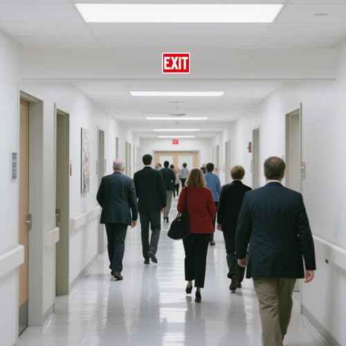 (2 Pack) Exit Signs, Aluminum Exit Sign with Red Background, Exit Sign for Door and Wall Mount - High Visibility Reflective Safety Signs, Easy to Install (Red Exit Signs, 8 x 6 inches Small)