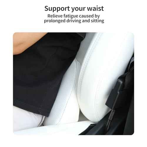 Lumbar Support Pillow for Car Seat, Office Chair Leather Memory Foam Lower Back Cushion for Back Pain Relief Improve Posture, Ergonomic Back Rest for Gaming Chair, White, 1PC