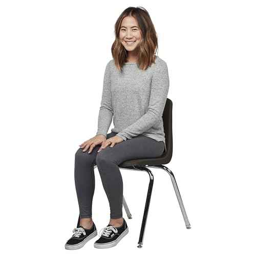 FDP 18" School Stack Chair, Stacking Student Seat with Chromed Steel Legs and Nylon Swivel Glides; For In-Home Learning, Classroom or Office - Black (4-Pack), 10384-BK
