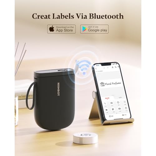 NIIMBOT Label Maker Bluetooth Mini Label Printer D11 2024 Version, Portable Label Maker with Tape Thermal Sticker Small Labeler, 300 DPI High Clearity Rechargeable, Black