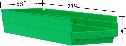 Akro-Mils 30184 Plastic Nesting Shelf Bin Box, (24-Inch x 8-Inch x 4-Inch), Green, (6-Pack)