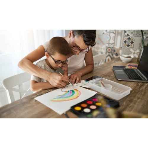 Rocky Mountain Goods Classic Kids Paintbrush Set - 12 Craft Paintbrushes for Watercolors, Art, Oil Painting, Acrylic, School, Touch Ups - Plastic Fun Multi Color Handles with Metal Ferrules
