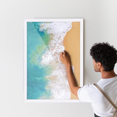 White Hidden Board with Wooden Frame 20x30in Enclosed Whiteboard for Office & Home (Poster Not Included)
