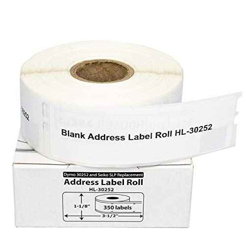 HOUSELABELS Compatible DYMO 30252 Address Labels (1-1/8" x 3-1/2"), Strong Permanent Adhesive, Compatible with DYMO LW 450, 4XL, Rollo & Zebra Desktop Printers, 12 Rolls /4200 Labels