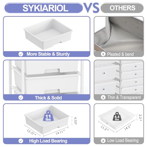 Rolling Storage Cart with Drawers,Utility Cart with 6 Large Drawers and Wooden Tabletop,Craft Storage Cart with Lockable Wheels for Bedroom, Office, Classroom, Kids'Room, Living Room (White)